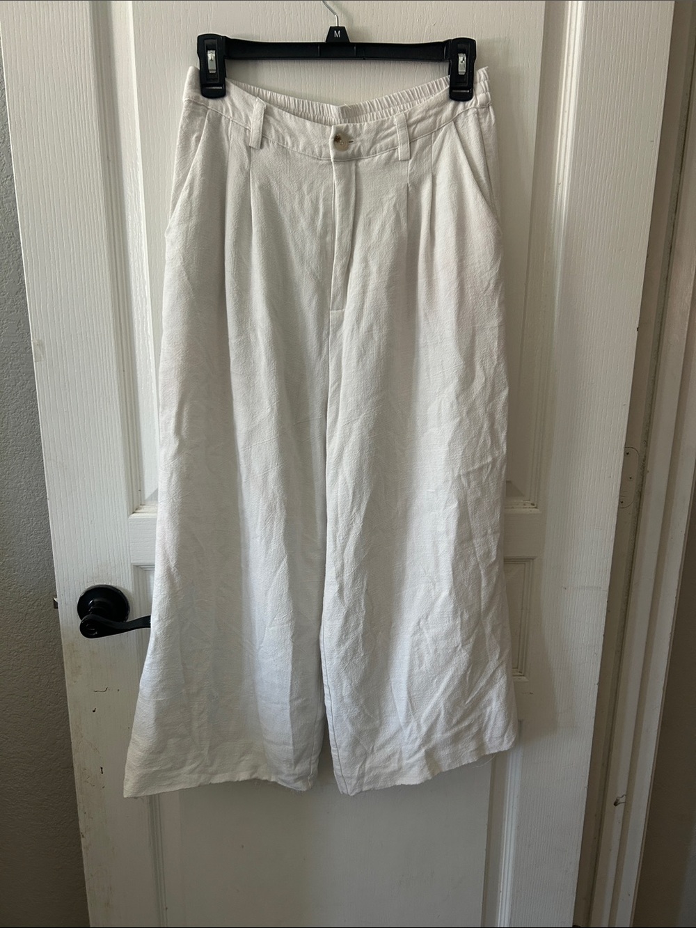 12th Tribe white Button-Front Linen Trousers